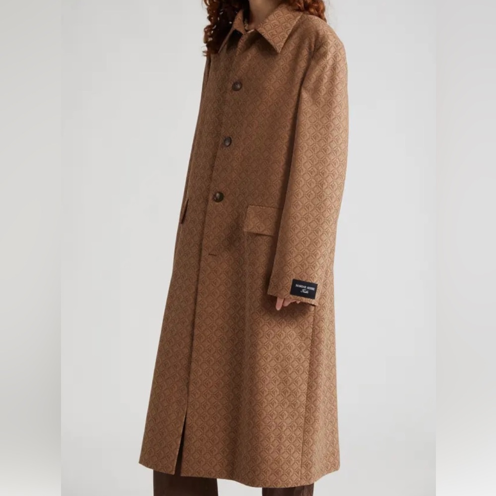 Marine Serre Moon Diamant Jacquard Longline Coat, size small NWT